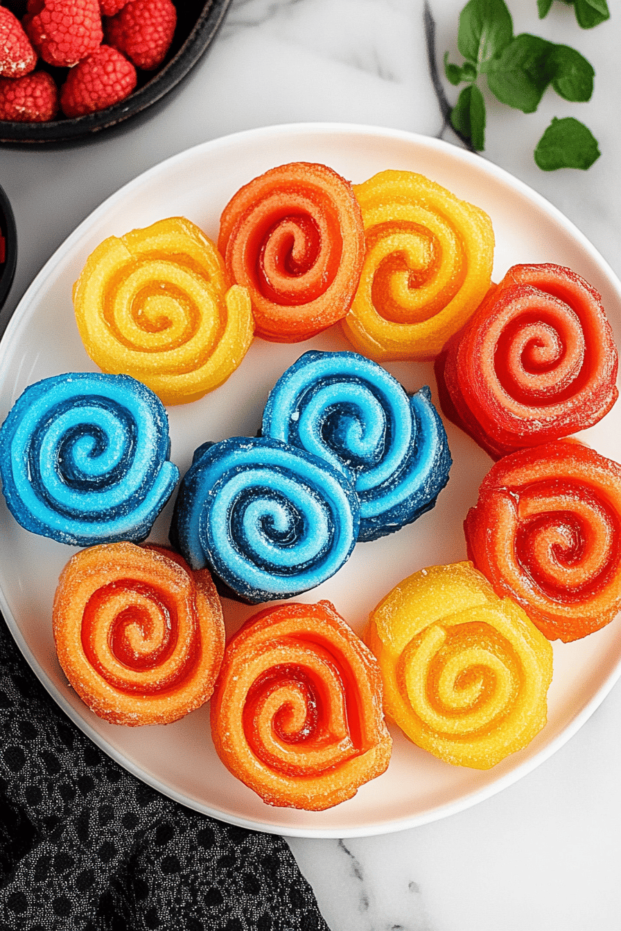 Jello Roll-Ups slice on plate showing perfect texture and swirl pattern