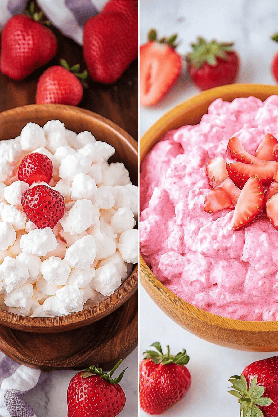Strawberry Fluff Salad Recipe slice on plate showing perfect texture and swirl pattern